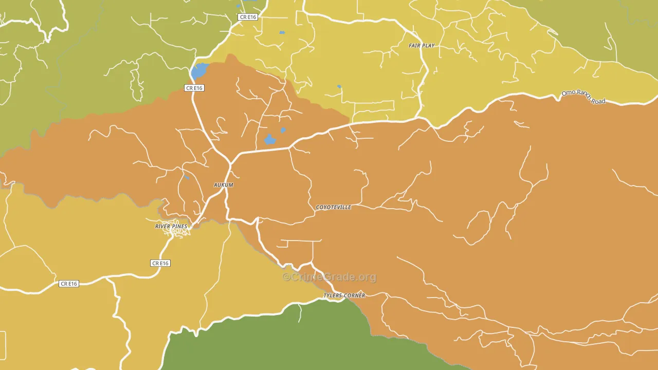 Mount Aukum, CA Map of Murder Rates