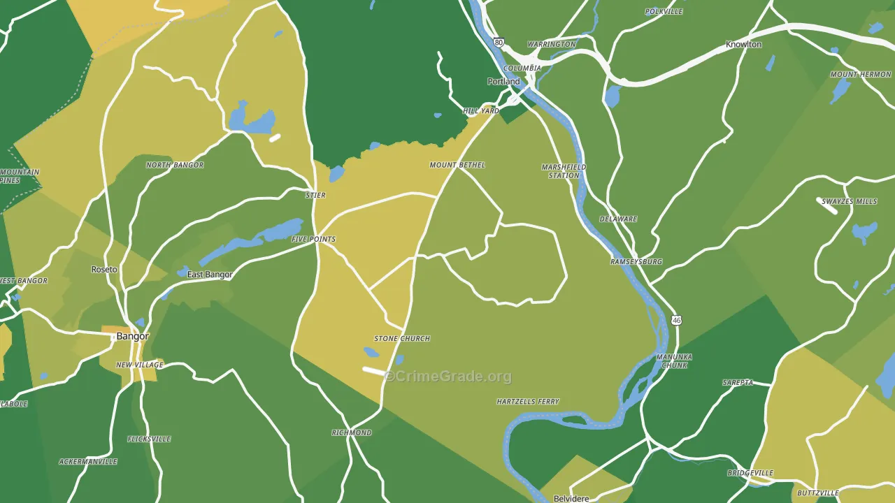 Mount Bethel, PA Map of Murder Rates
