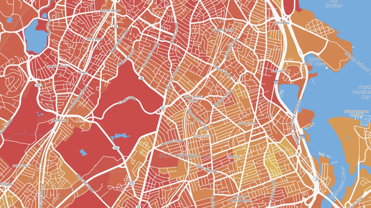 Mount Bowdoin, Boston, MA Map of Murder Rates