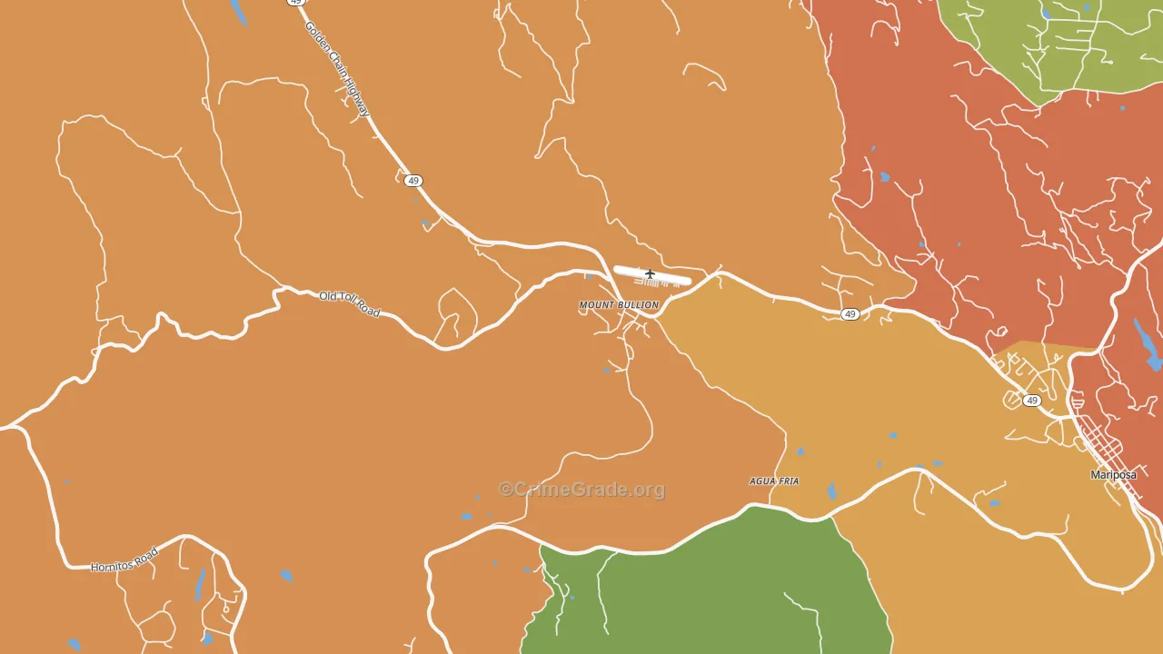 Mount Bullion, CA Map of Murder Rates