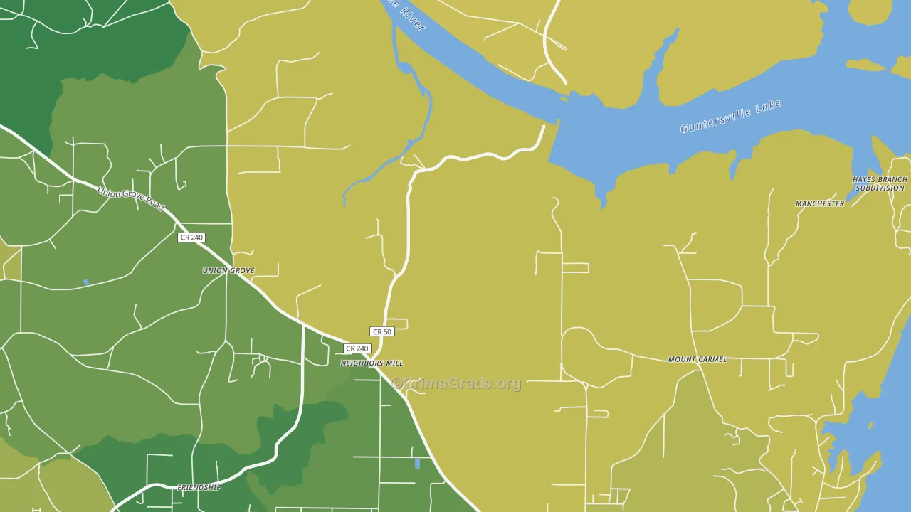 Mount Carmel, AL Map of Murder Rates