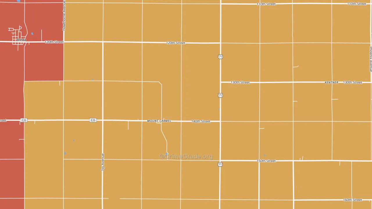 Mount Carmel, IA Map of Murder Rates