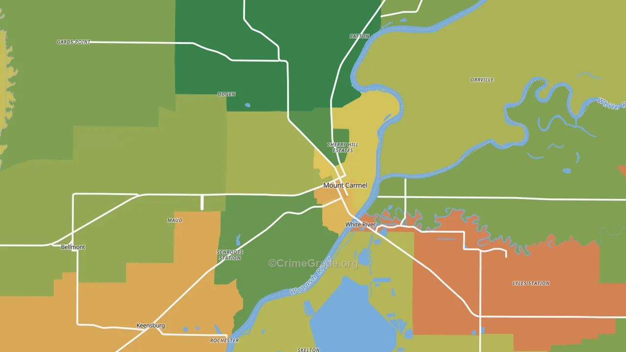 Mount Carmel, IL Map of Murder Rates