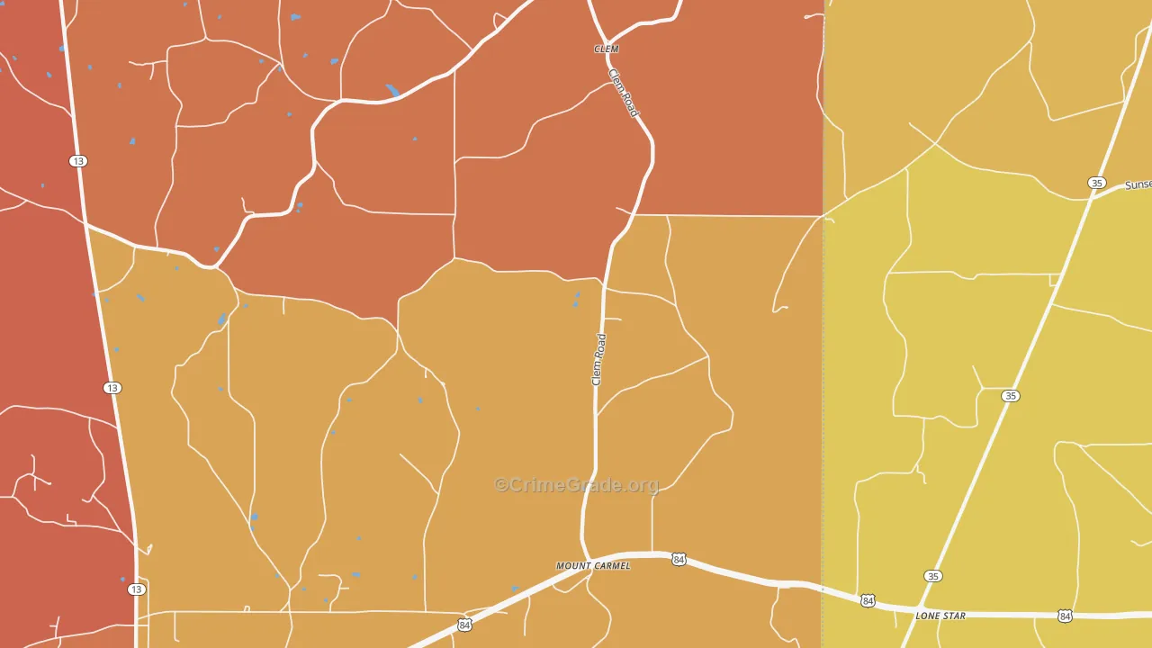 Mount Carmel, MS Map of Murder Rates