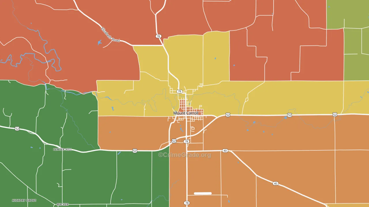 Mount Carroll, IL Map of Murder Rates