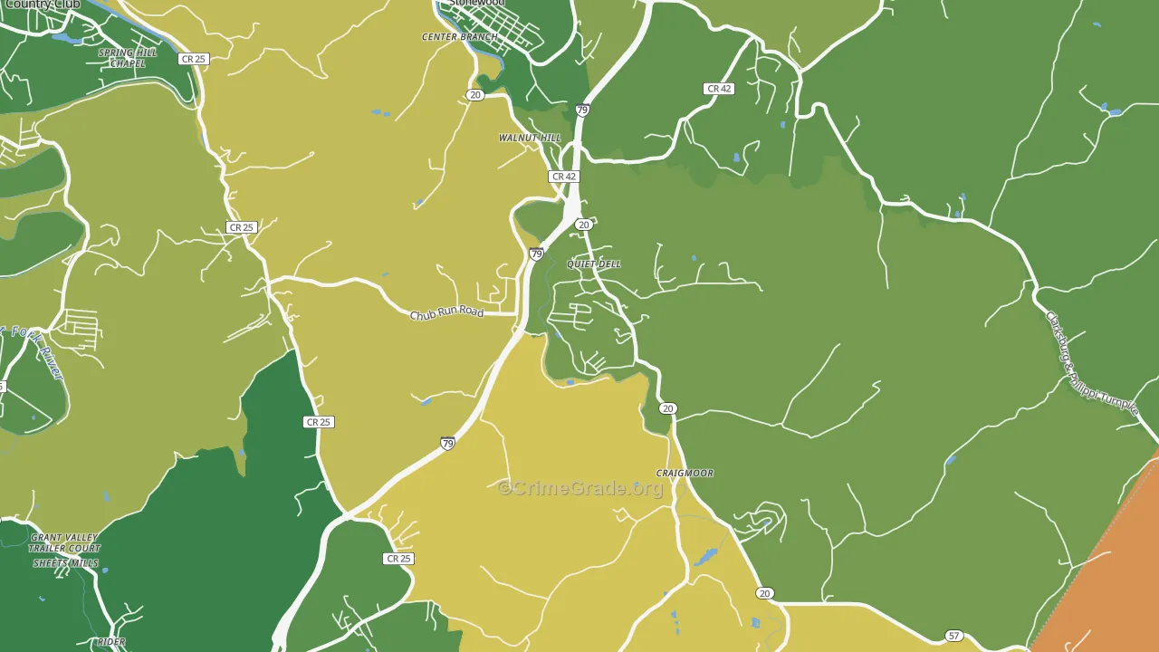 Mount Clare, WV Map of Murder Rates