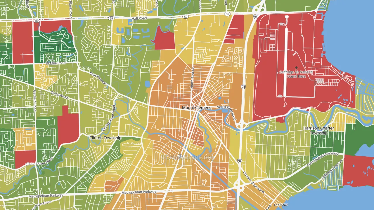 Mount Clemens, MI Map of Murder Rates