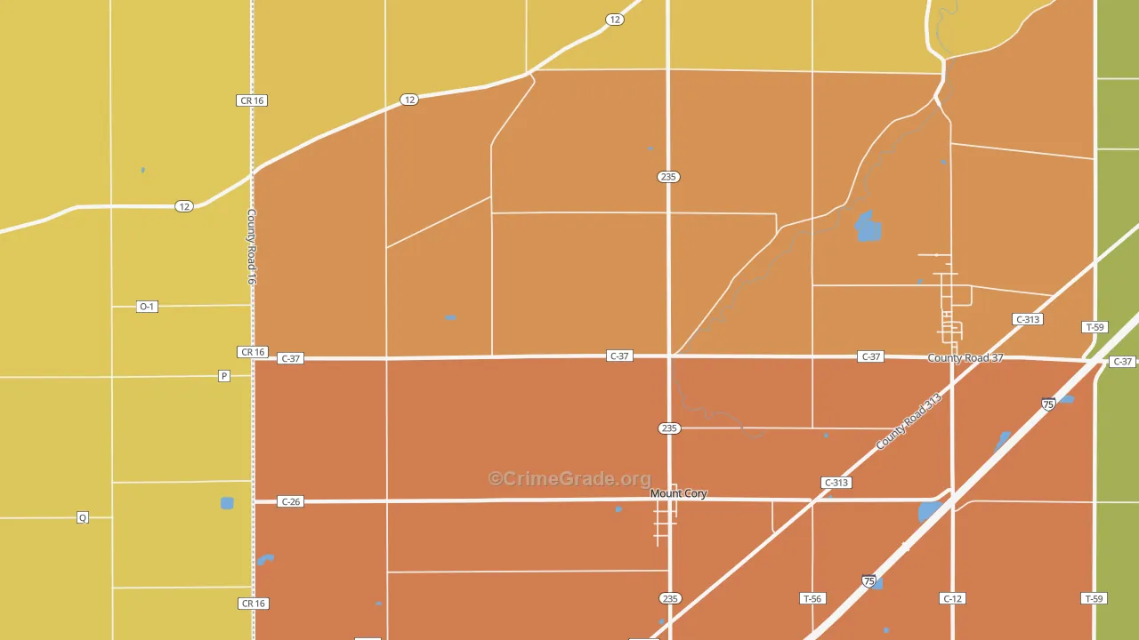 Mount Cory, OH Map of Murder Rates