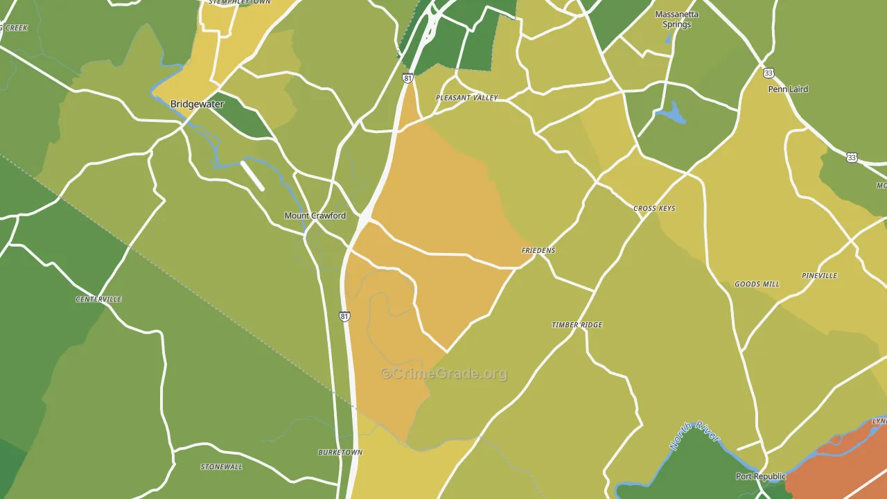 Mount Crawford, VA Map of Murder Rates