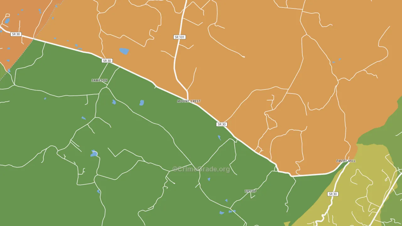 Mount Crest, TN Map of Murder Rates