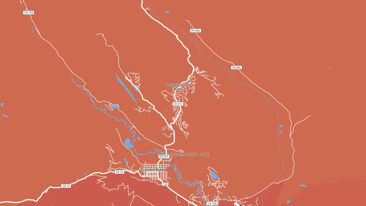 Mount Crested Butte, CO Map of Murder Rates