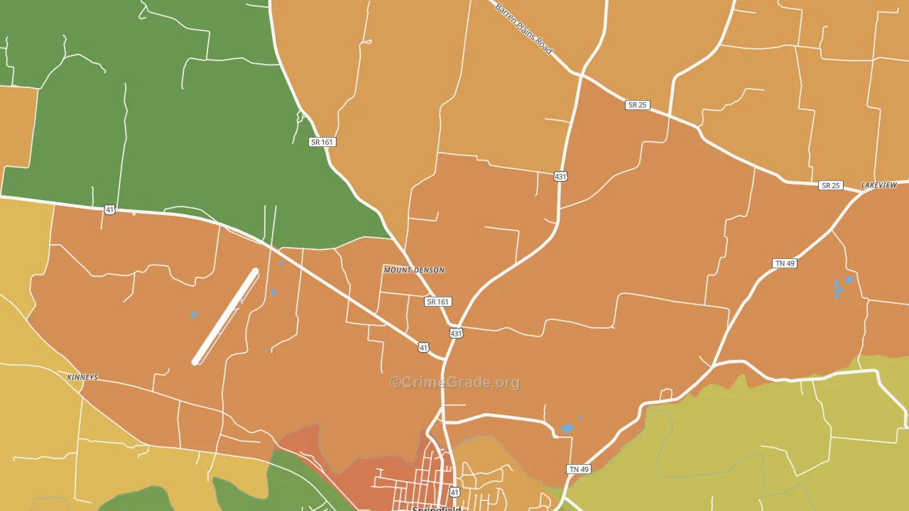 Mount Denson, TN Map of Murder Rates