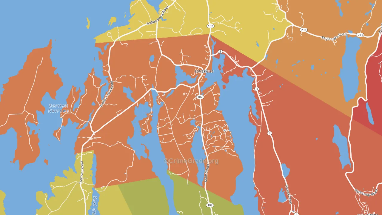 Mount Desert, ME Map of Murder Rates