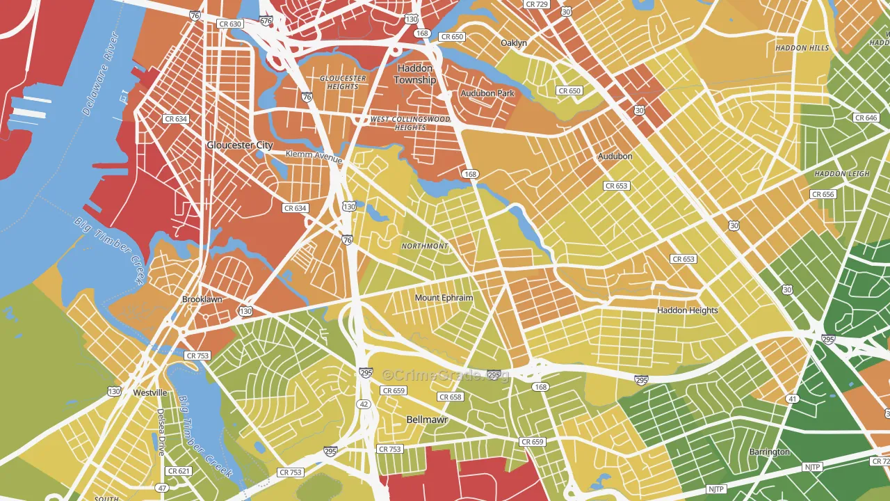 Mount Ephraim, NJ Map of Murder Rates