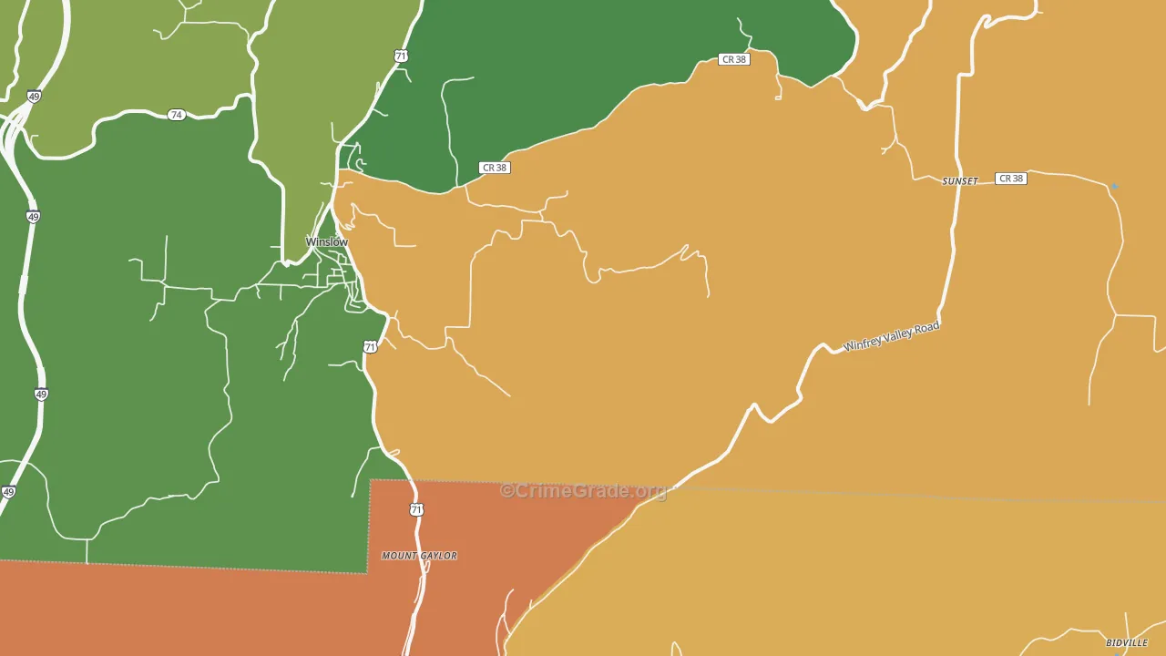 Mount Gaylor, AR Map of Murder Rates