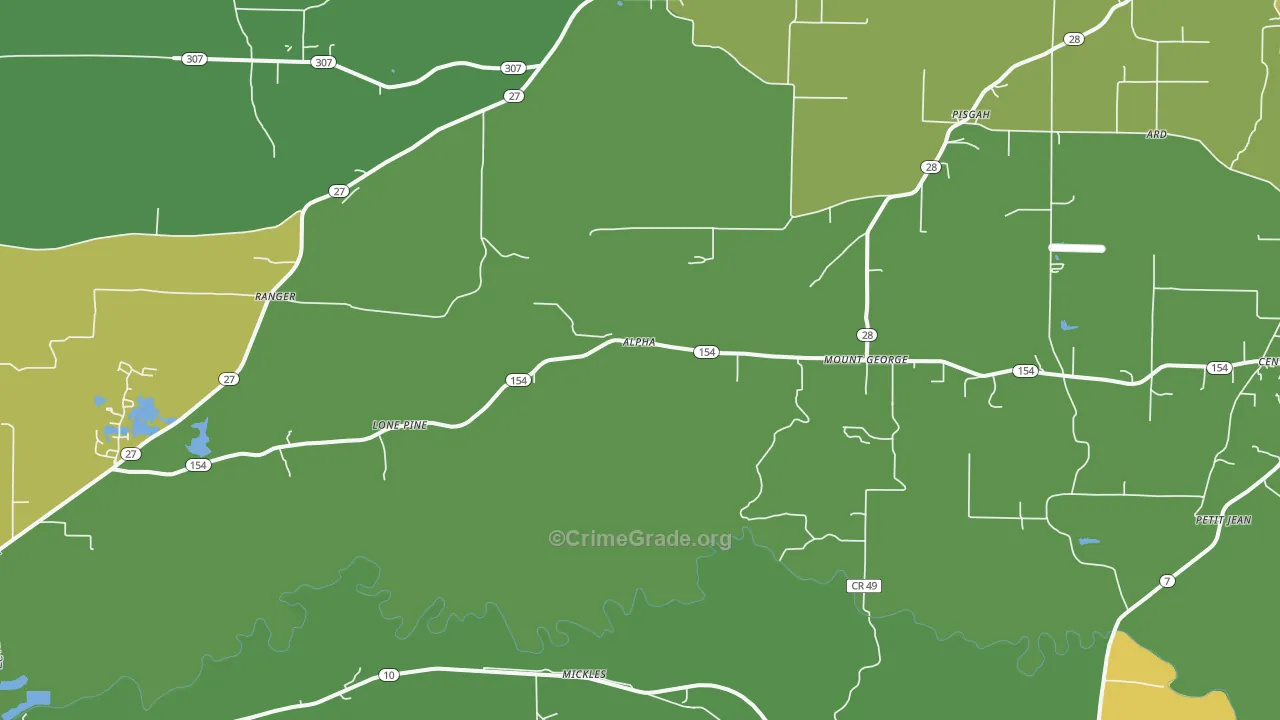 Mount George, AR Map of Murder Rates