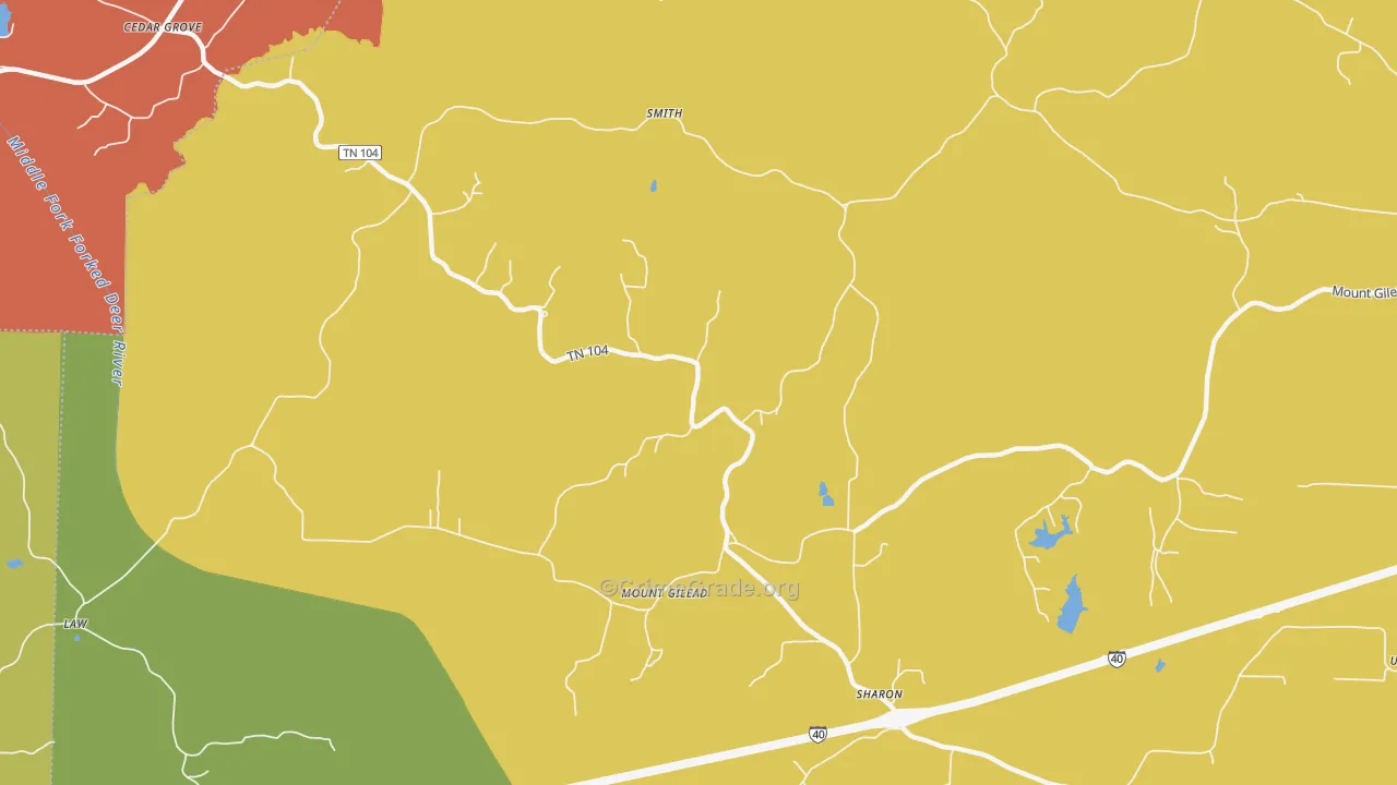 Mount Gilead, TN Map of Murder Rates