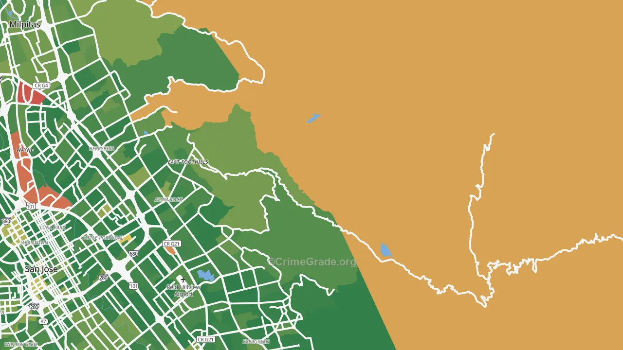Mount Hamilton, CA Map of Murder Rates