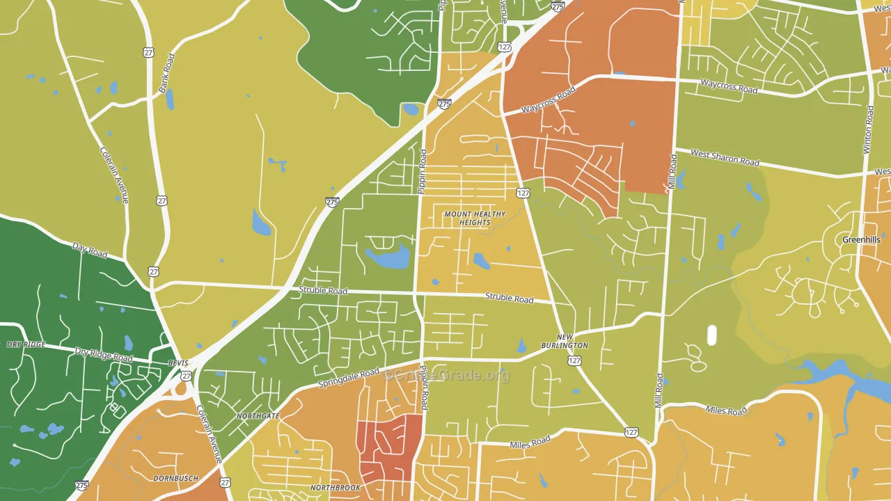 Mount Healthy Heights, Cincinnati, OH Map of Murder Rates
