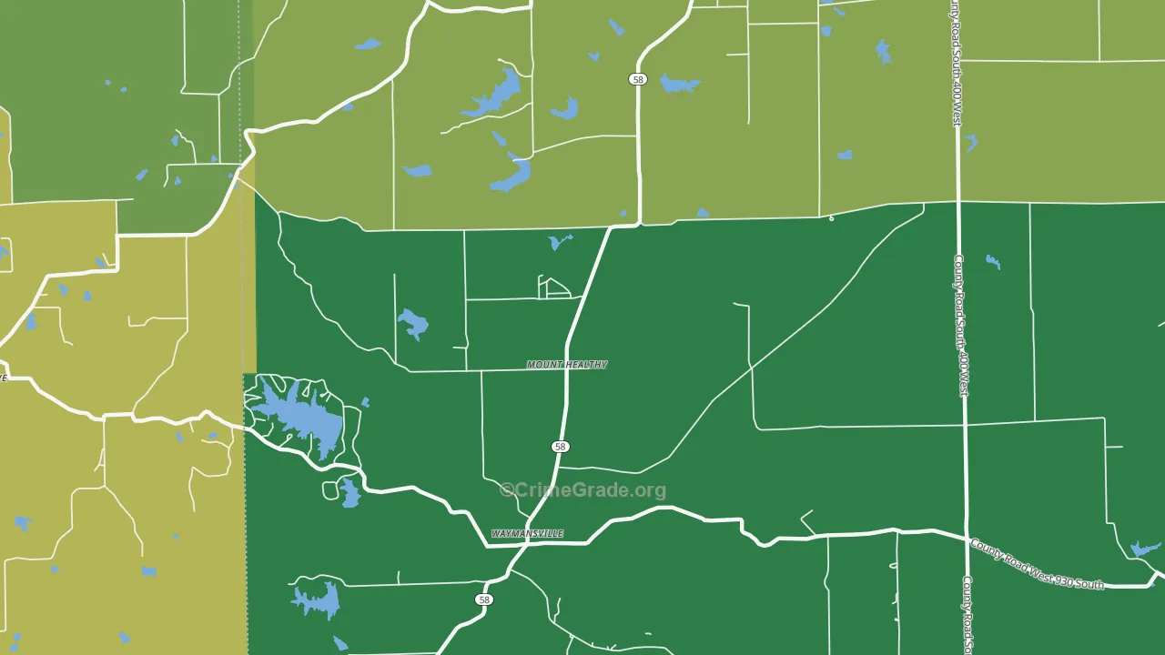 Mount Healthy, IN Map of Murder Rates