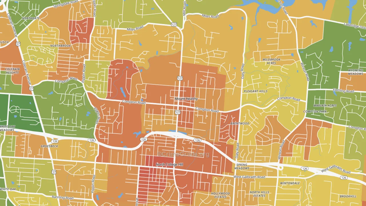 Mount Healthy, OH Map of Murder Rates