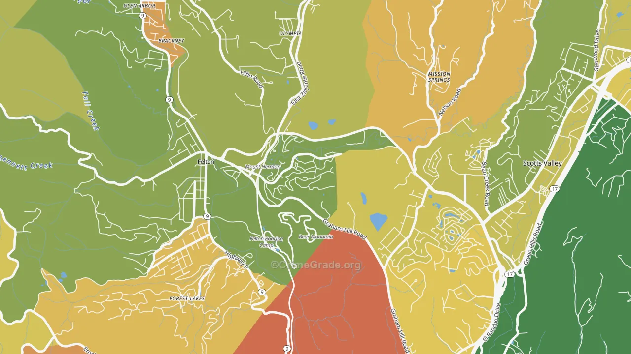 Mount Hermon, CA Map of Murder Rates