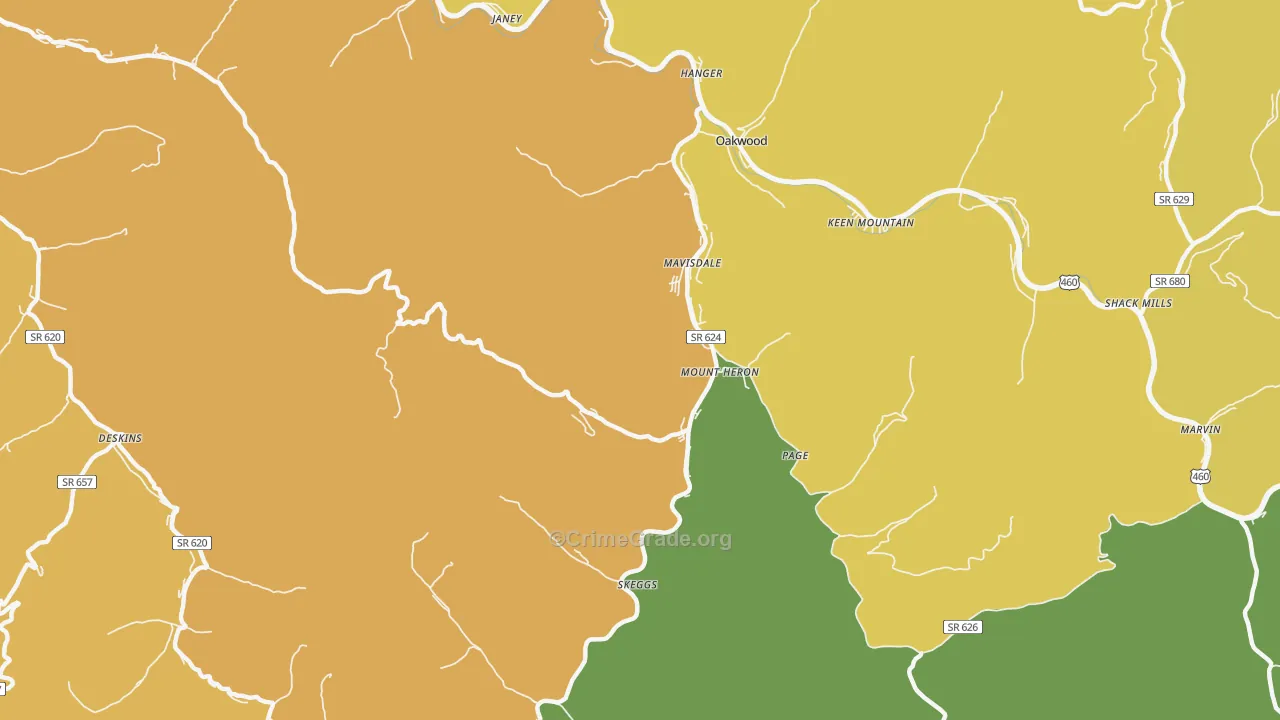 Mount Heron, VA Map of Murder Rates