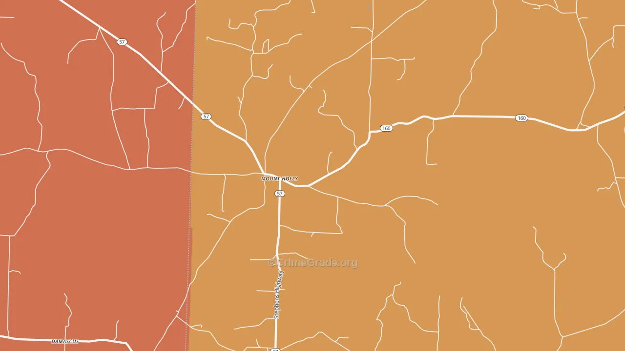 Mount Holly, AR Map of Murder Rates