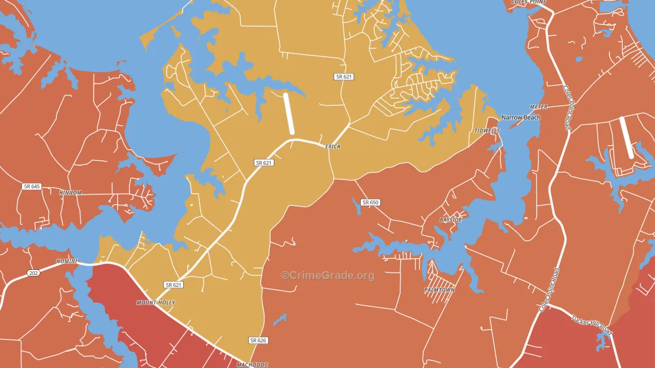 Mount Holly, VA Map of Murder Rates