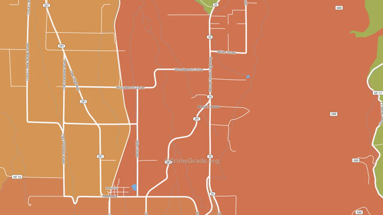 Mount Hood, OR Map of Murder Rates