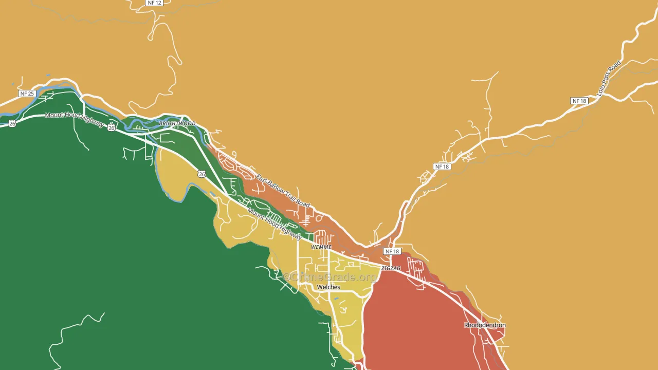Mount Hood Village, OR Map of Murder Rates