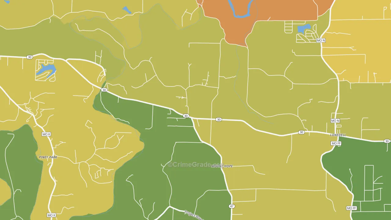 Mount Hope, MO Map of Murder Rates