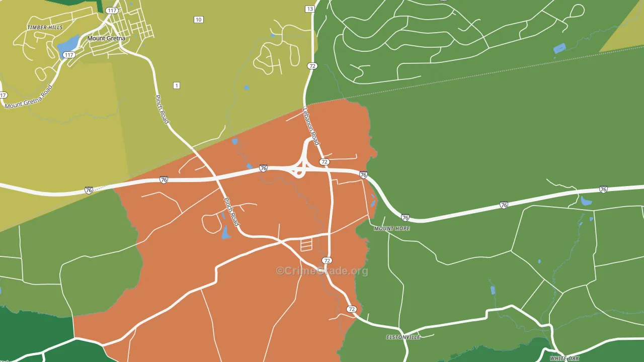 Mount Hope, PA Map of Murder Rates