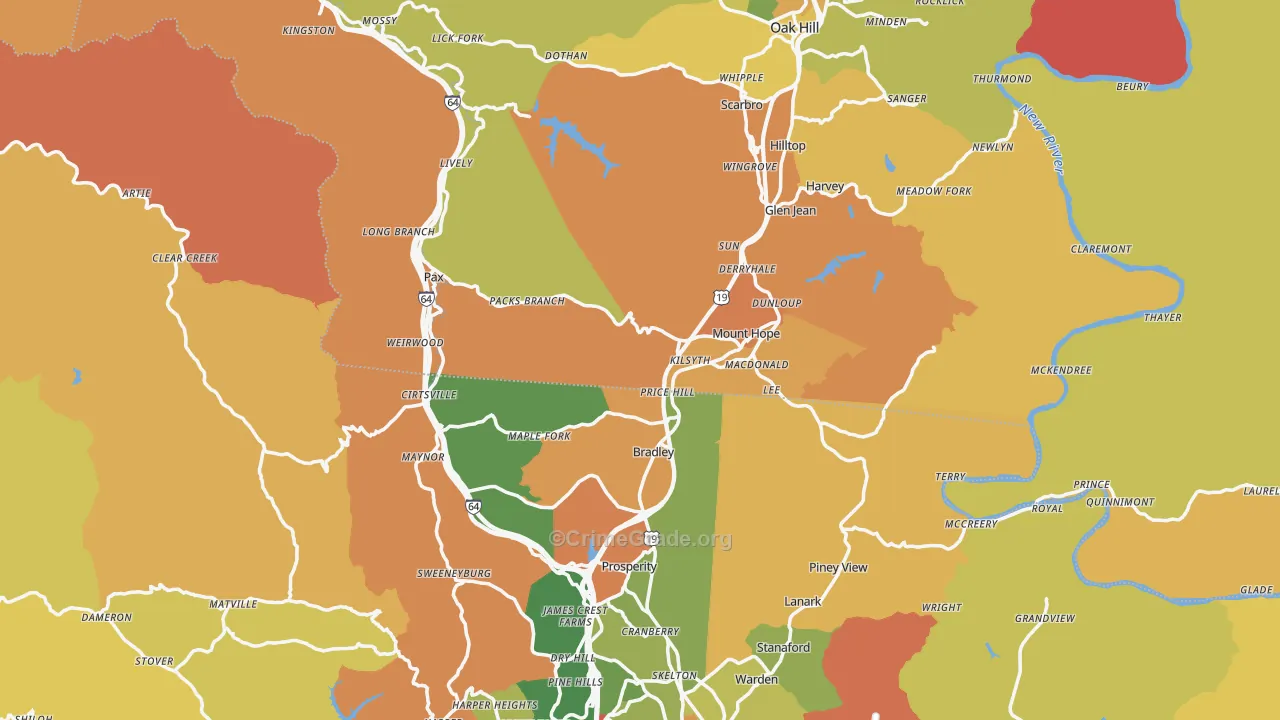Mount Hope, WV Map of Murder Rates