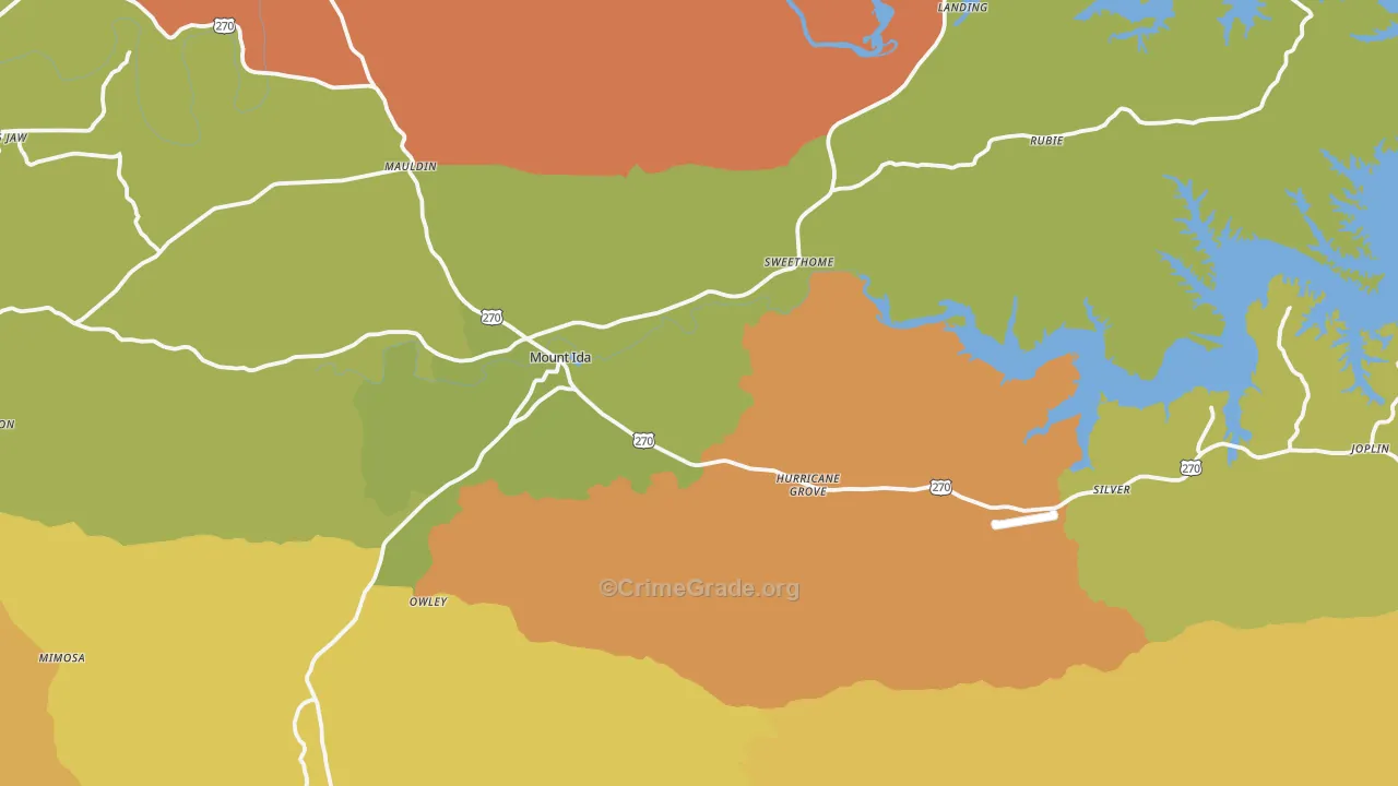 Mount Ida, AR Map of Murder Rates