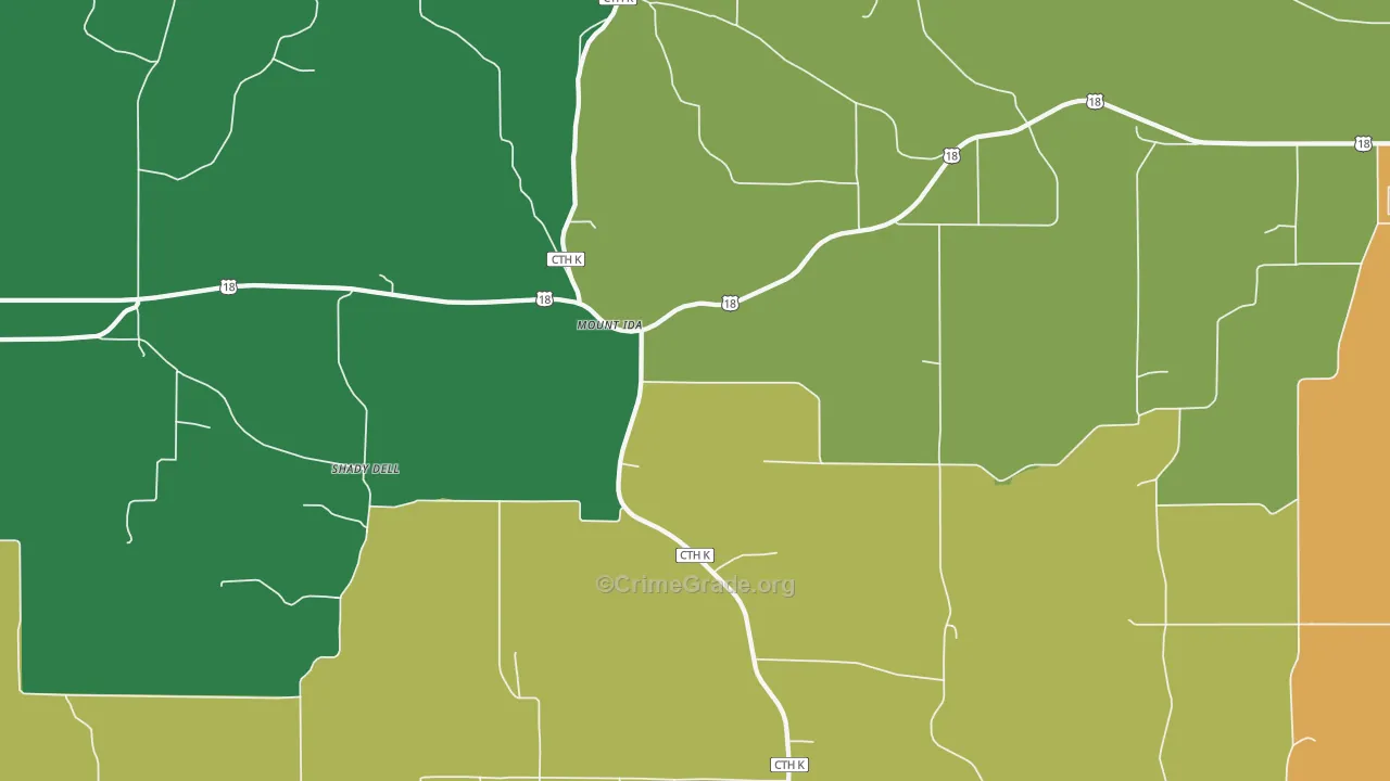 Mount Ida, WI Map of Murder Rates