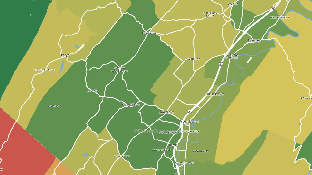 Mount Jackson, VA Map of Murder Rates
