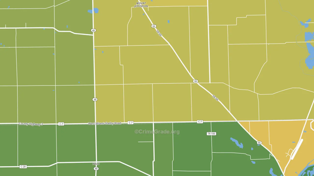 Mount Jefferson, OH Map of Murder Rates