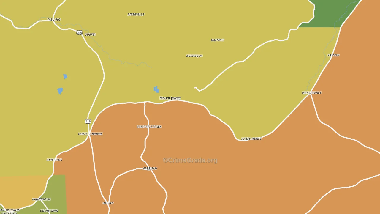 Mount Jewett, PA Map of Murder Rates