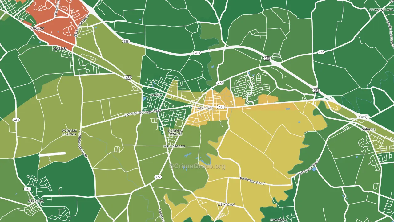 Mount Joy, PA Map of Murder Rates