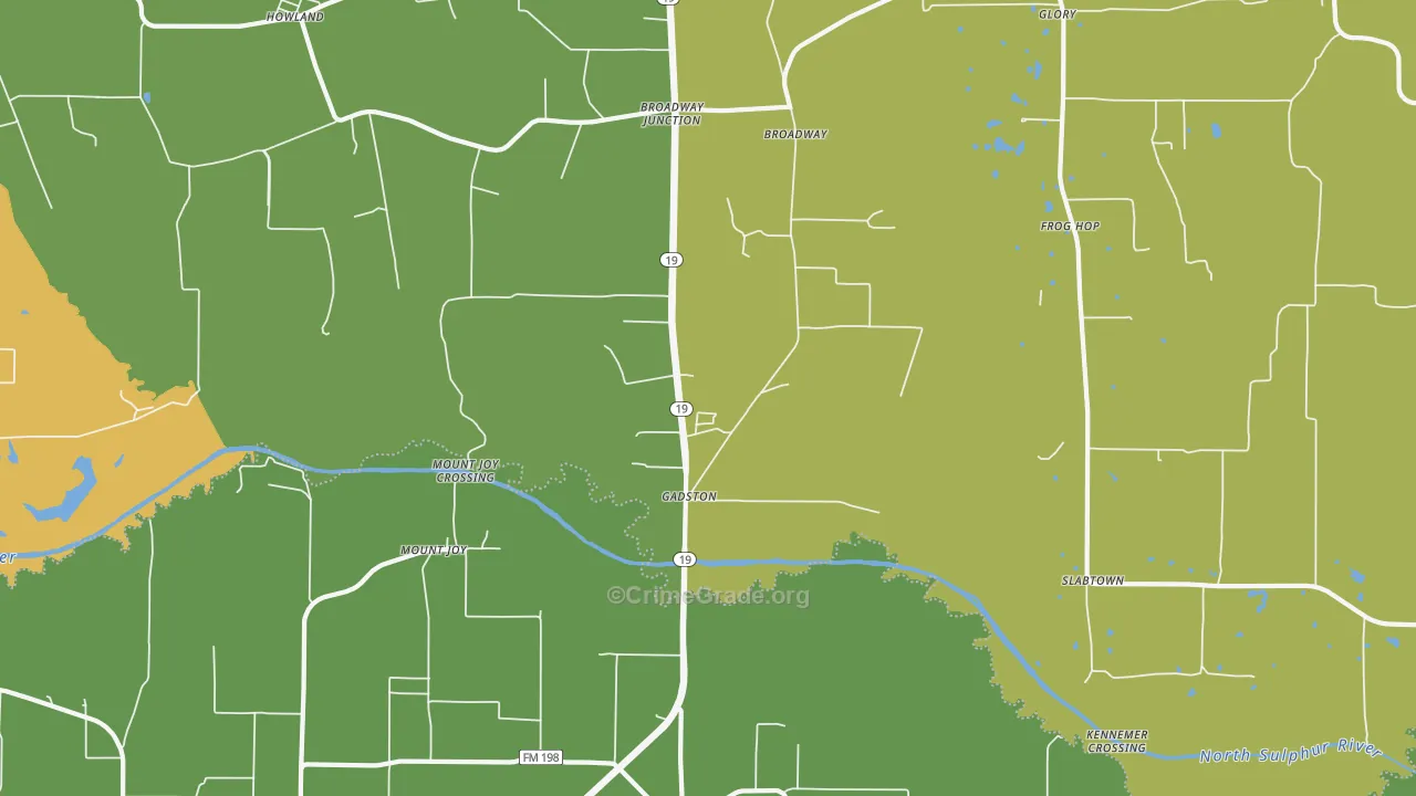 Mount Joy, TX Map of Murder Rates
