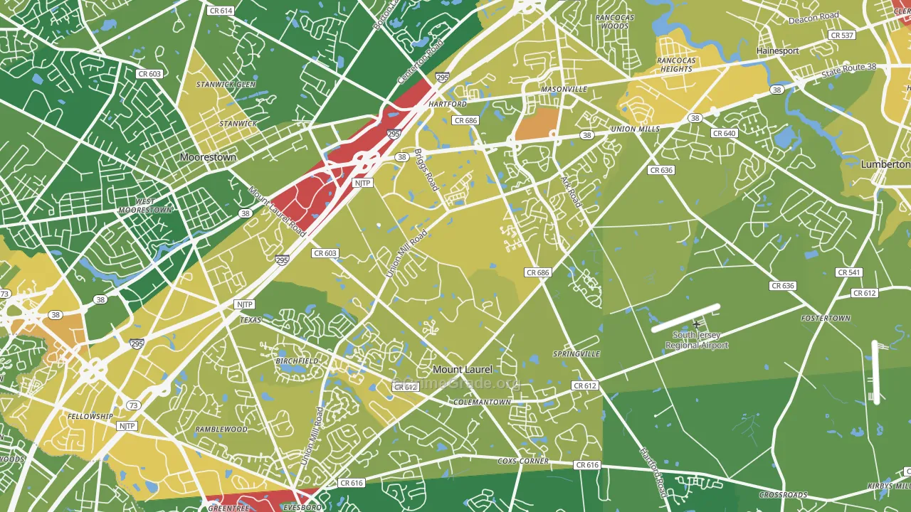 Mount Laurel, NJ Map of Murder Rates