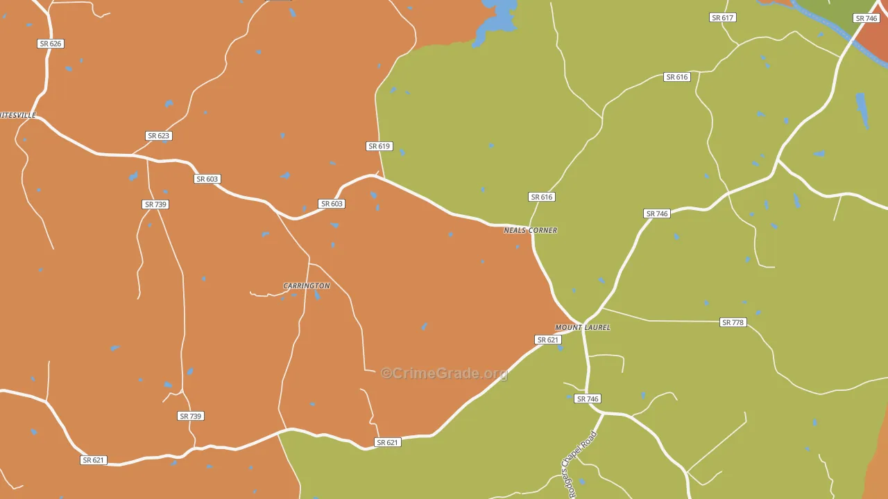 Mount Laurel, VA Map of Murder Rates
