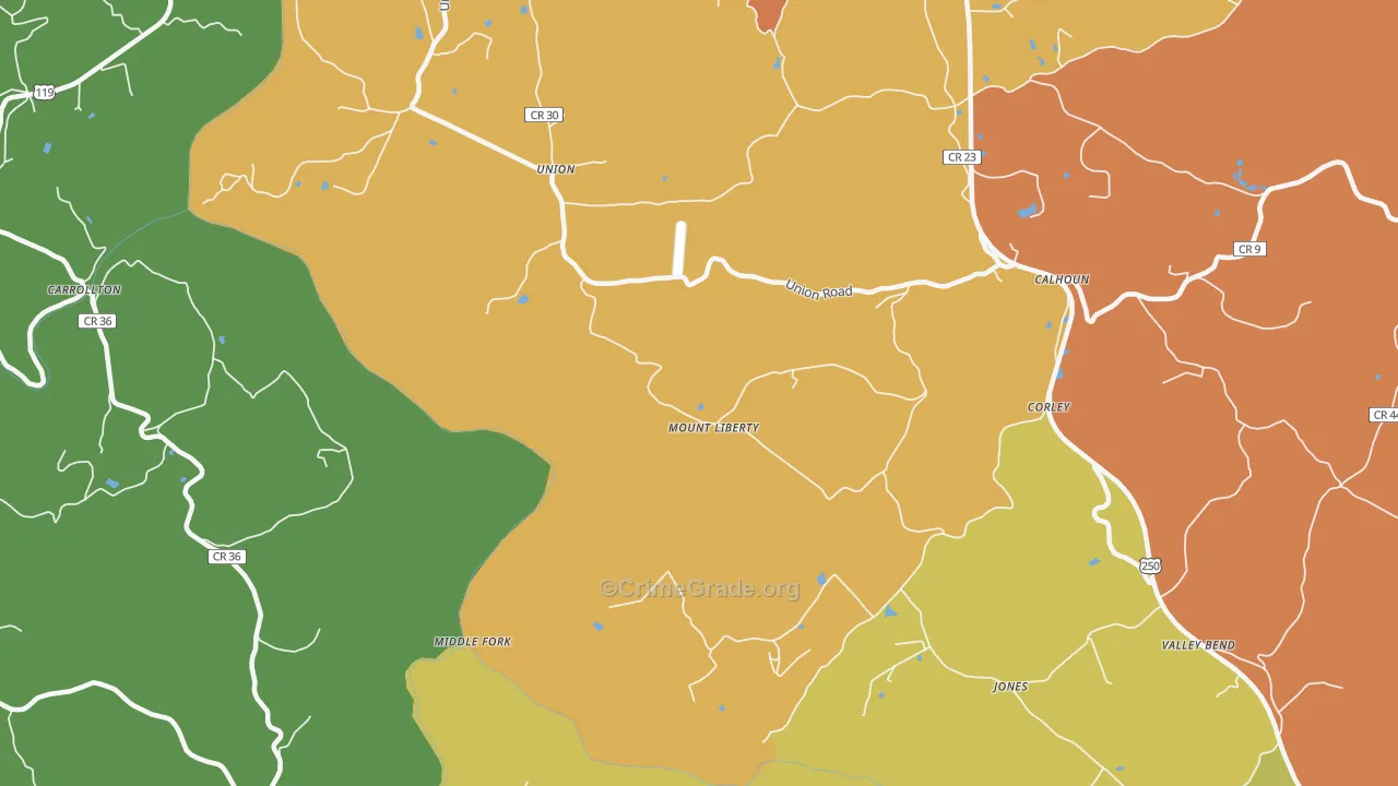 Mount Liberty, WV Map of Murder Rates
