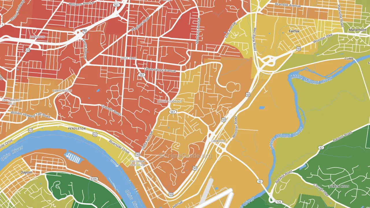 Mount Lookout, Cincinnati, OH Map of Murder Rates
