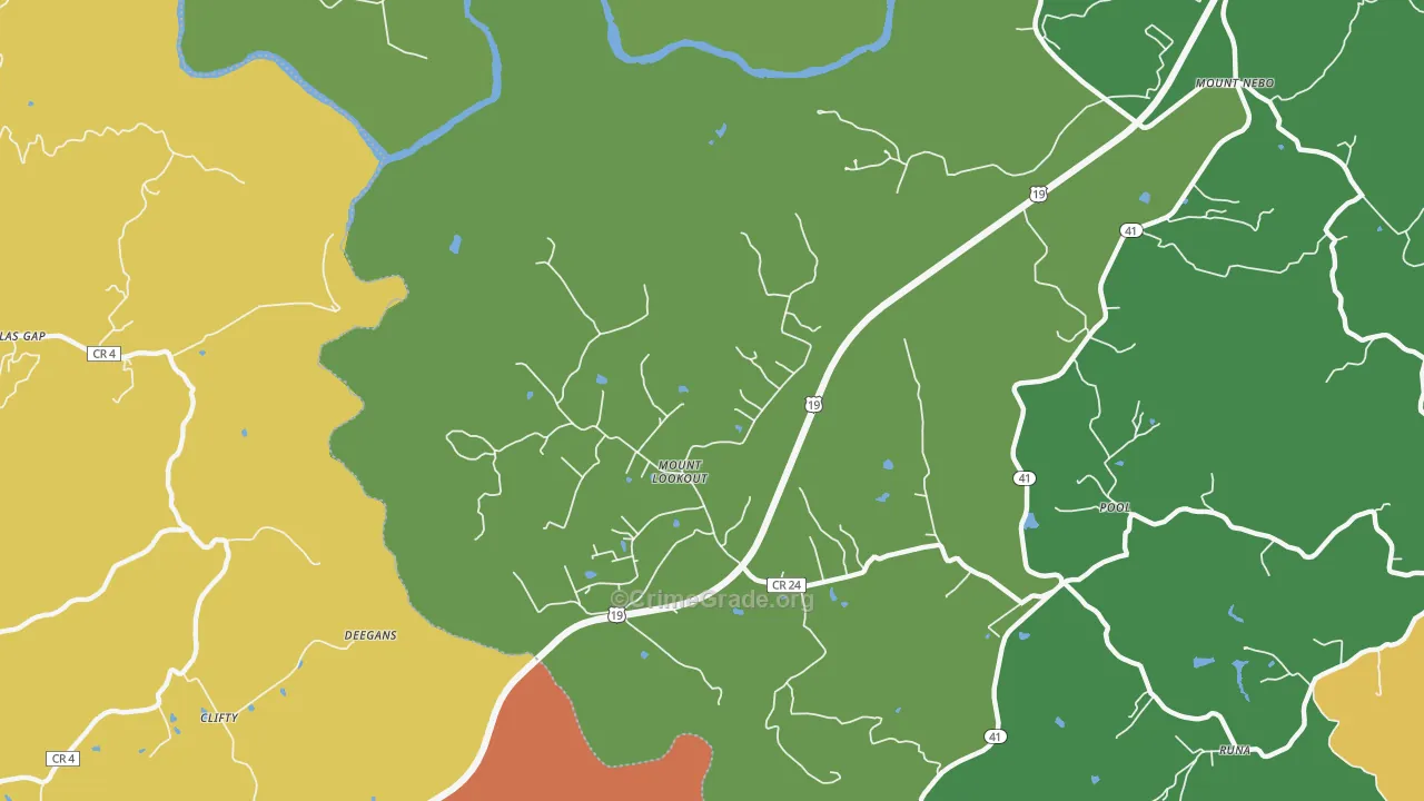 Mount Lookout, WV Map of Murder Rates