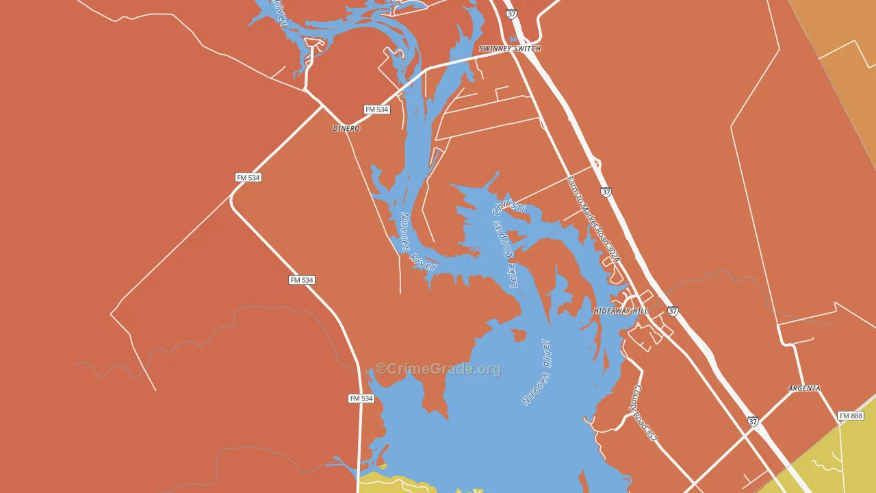 Mount Lucas, TX Map of Murder Rates