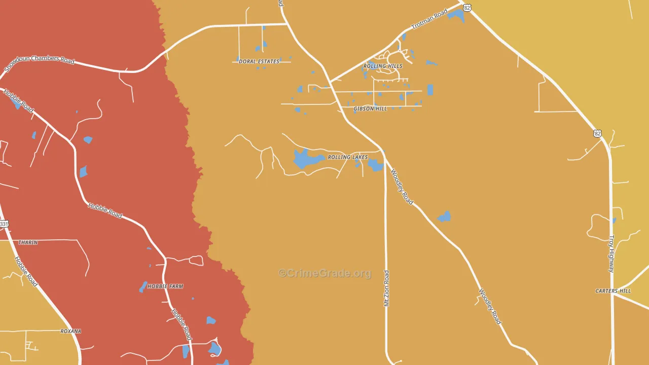 Mount Meigs, AL Map of Murder Rates