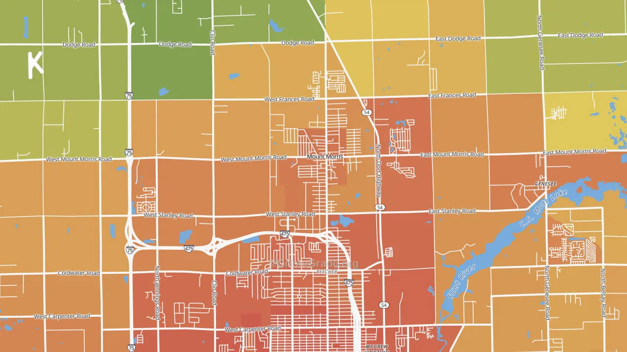 Mount Morris, MI Map of Murder Rates