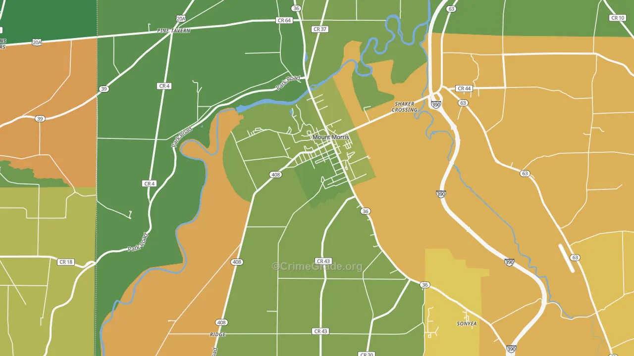 Mount Morris, NY Map of Murder Rates